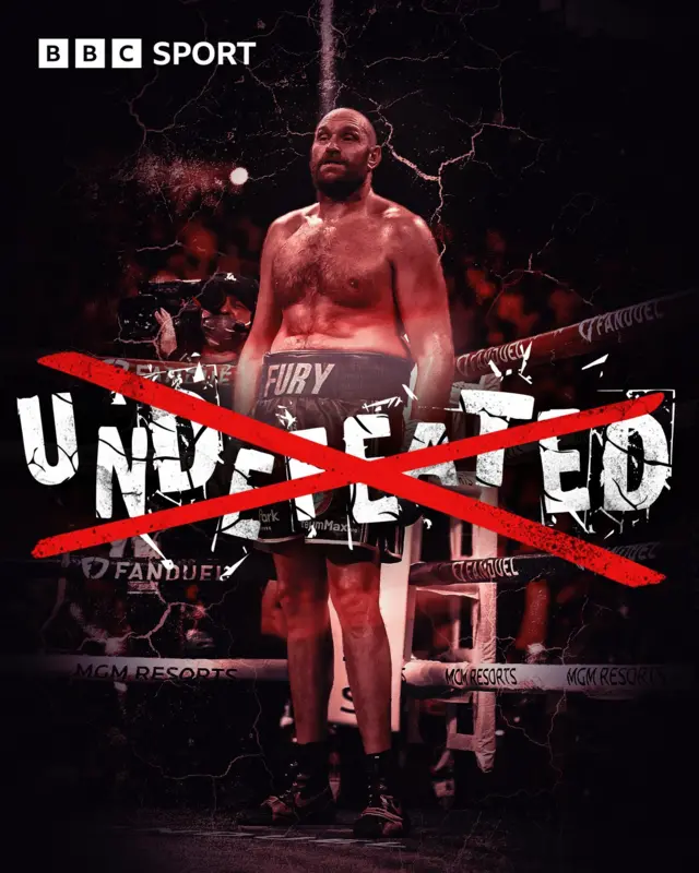 Tyson Fury graphic with 'undefeated' crossed out