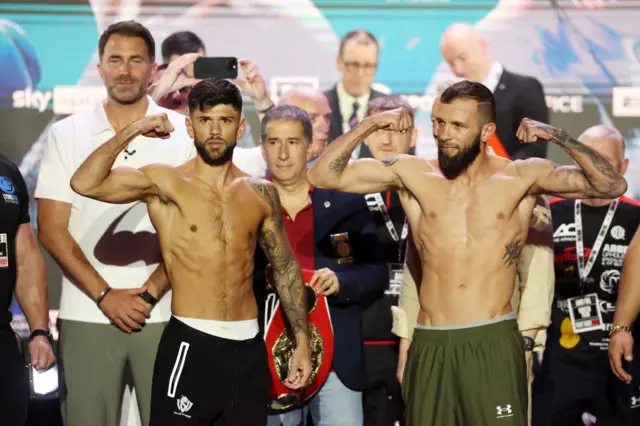 Joe Cordina and Anthony Cacace at the weigh in