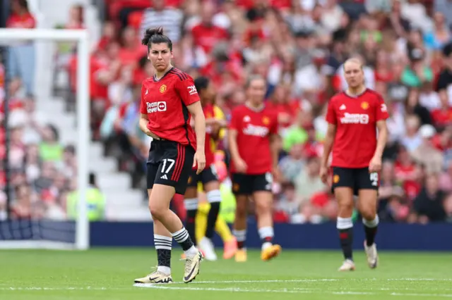 A dejected Lucia Garcia of Manchester United Women during the Barclays Women's Super League match between Manchester United and Chelsea FC at Old Trafford