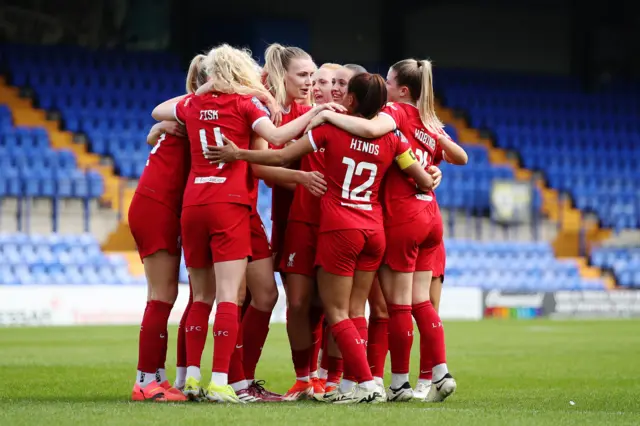 Liverpool players celebrate in the WSL