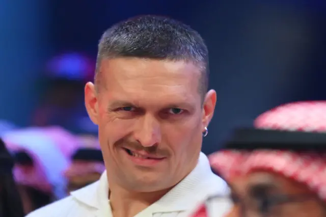 Oleksandr Usyk raises his lip