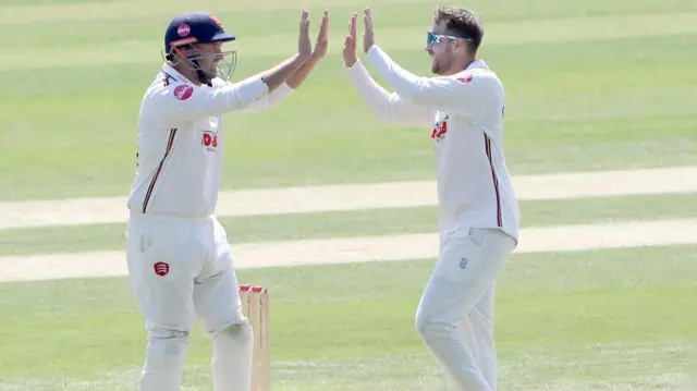 Matt Critchley celebrates taking wicket