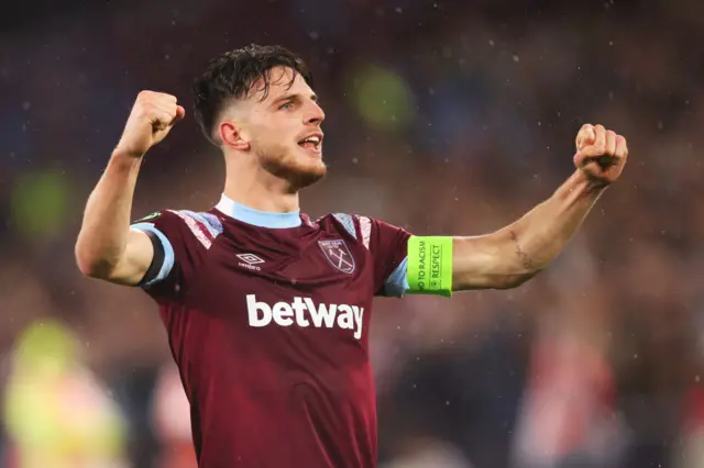 Declan Rice playing for West Ham