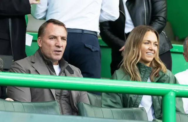 Brendan Rodgers and his wife at Celtic Park