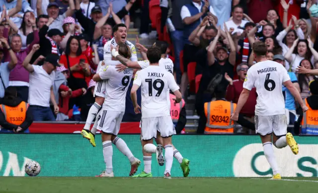 Crawley celebrate Liam Kelly's second goal