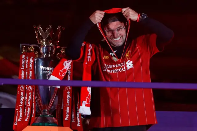 Jurgen Klopp with Premier League trophy