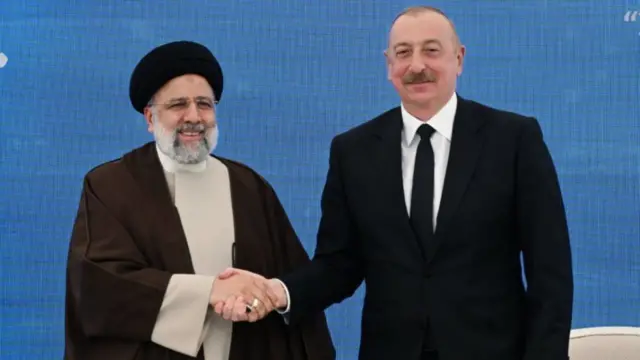 Azerbaijan's President Ilham Aliyev and  Iranian President Ebrahim Raisi