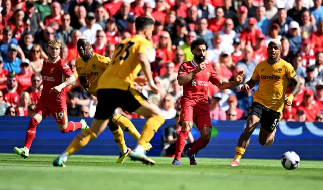 Mohamed Salah of Liverpool during the Premier League match between Liverpool FC and Wolverhampton Wanderers at Anfield