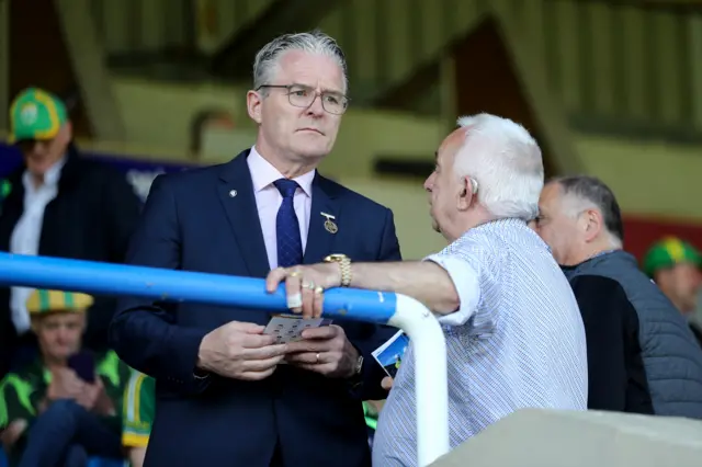 GAA president Jarlath Burns watches on