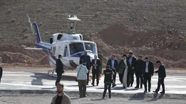 Iranian President Ebrahim Raisi seen before boarding a helicopter in Azerbaijan, May 19, 2024