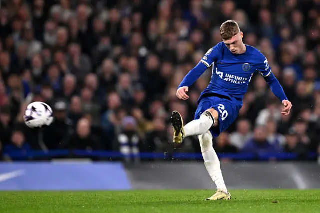 Cole Palmer of Chelsea takes a free kick.