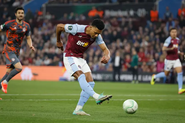 Ollie Watkins of Aston Villa scores a goal