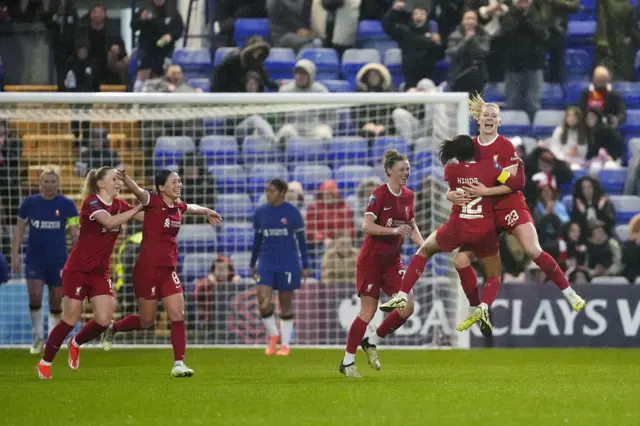 Liverpool's Gemma Bonner celebrates scoring against Chelsea