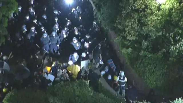 Police scuffle with protesters at UCLA