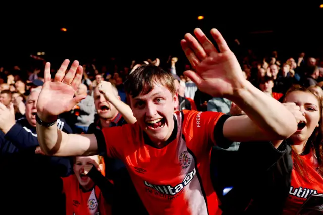 Luton Town fans celebrate