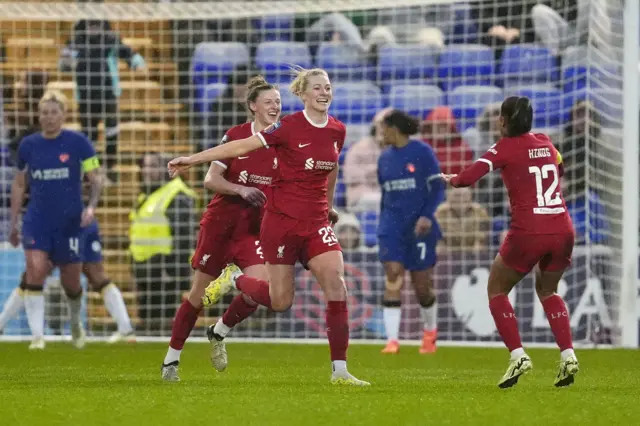 Gemma Bonner celebrates scoring against Liverpool