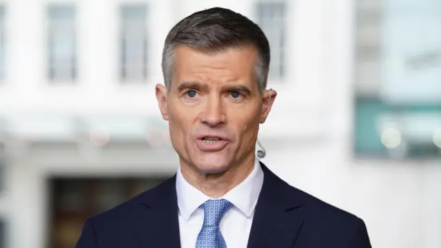 Transport Secretary Mark Harper speaks to the media outside BBC Broadcasting House in London, after appearing on the BBC One current affairs programme, Sunday with Laura Kuenssberg