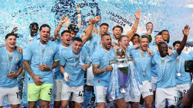 Manchester City lift the Premier League in 2024