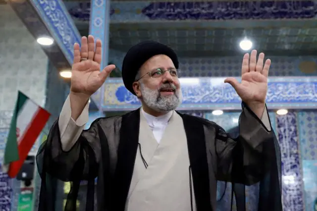 Ebrahim Raisi at a polling station in Tehran in the 2021 presidential election, which he won