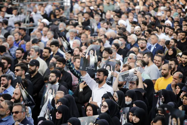 Iranians gathered in Tehran for a mourning ceremony after the death of their president Ebrahim Raisi in a helicopter crash