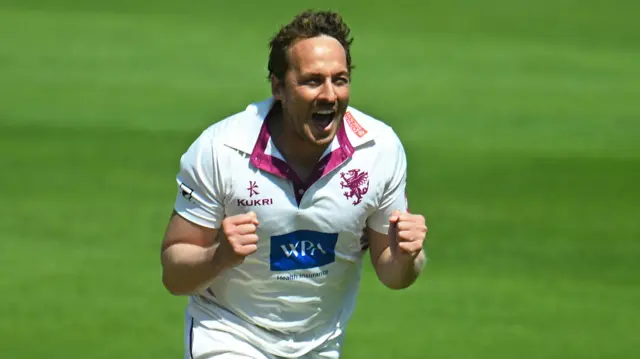 Josh Davey celebrates taking wicket