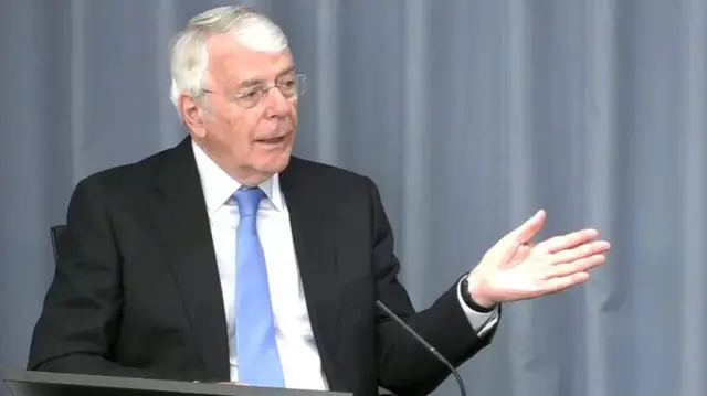 Former prime minister Sir John Major giving evidence to the inquiry in 2022