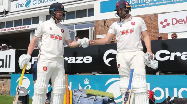 Jordan Cox and Matt Critchley waiting to bat