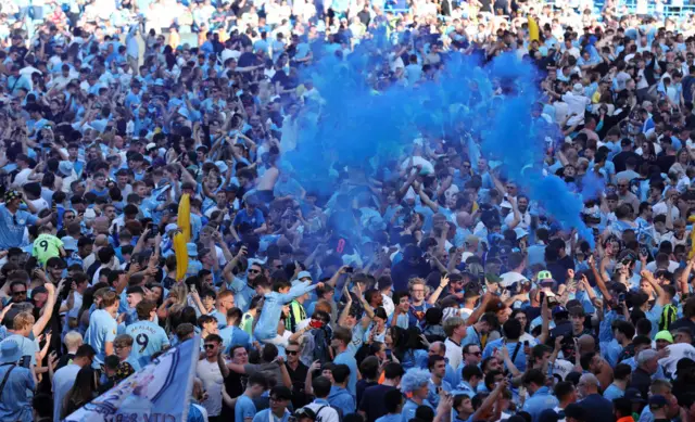 Manchester City fans celebrate