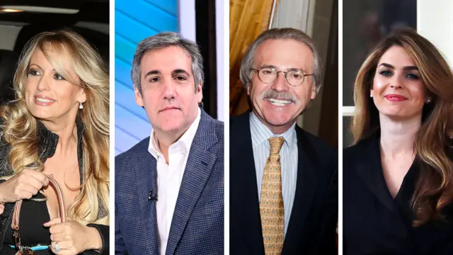 (From left) Stormy Daniels, Michael Cohen, David Pecker and Hope Hicks