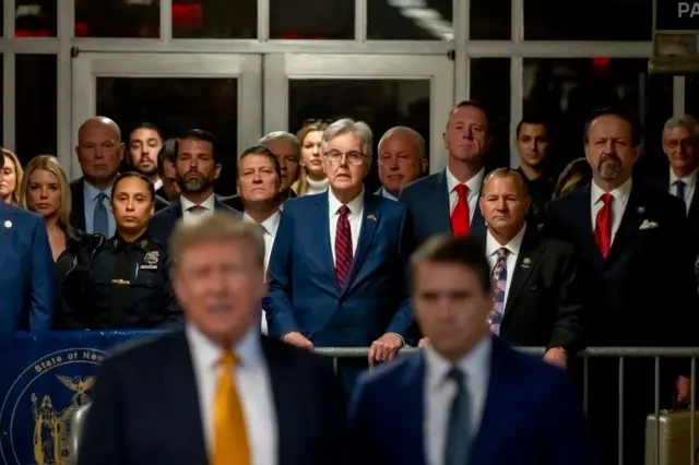 A group of Republican officials who attended the trial on Tuesday