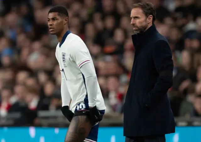 Marcus Rashford and Gareth Southgate