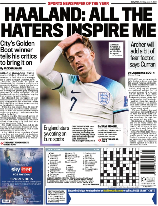 Daily Mail back page