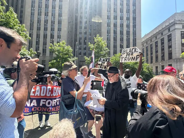 Protests outside a New York courthouse