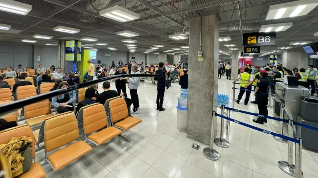 Inside Bangkok Airport where passengers from Singapore airlines flight are being kept after severe turbulence caused the aircraft to make an emergency landing