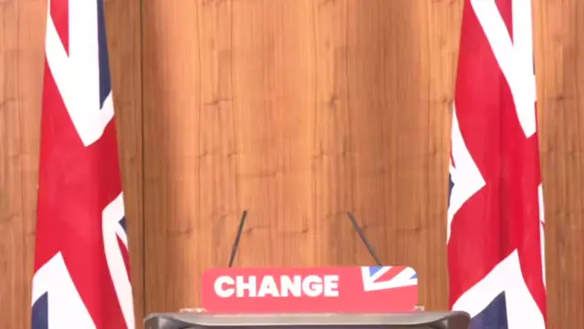 A Labour-branded podium