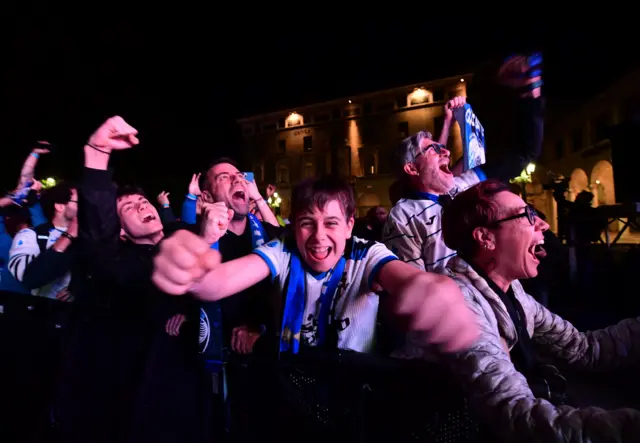 Fans celebrate in bergamo