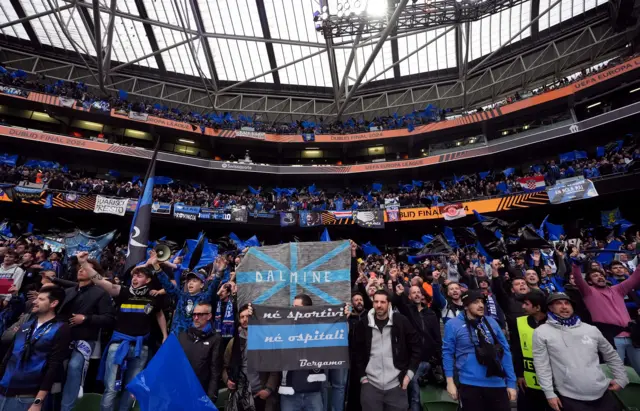 Atalanta fans wave flags