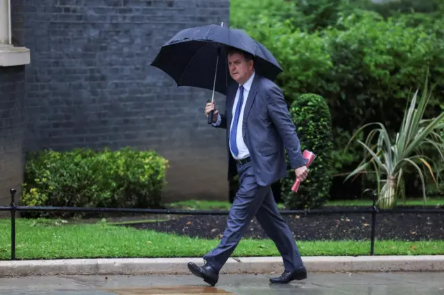 Mel Stride in Downing Street a short time ago