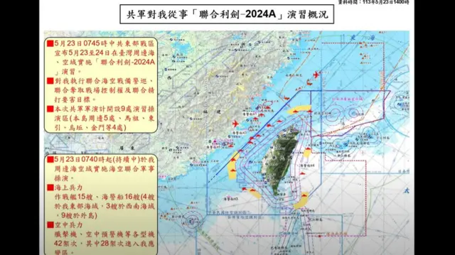 Taiwan's count on warship and aircraft in China's war games