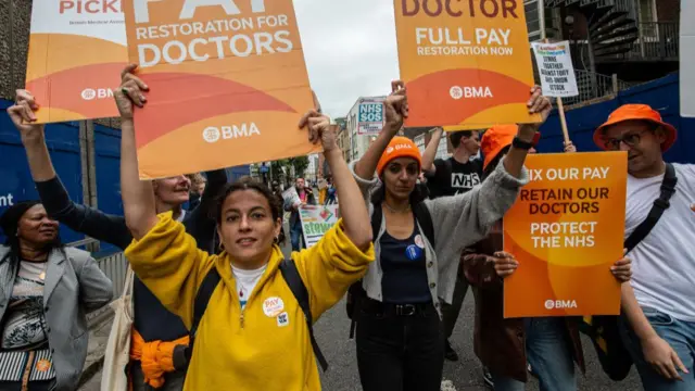 Striking doctors at the Royal London Hospital last year