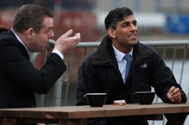 Rishi Sunak with Scottish Conservative Leader Douglas Ross in Nigg on Thursday