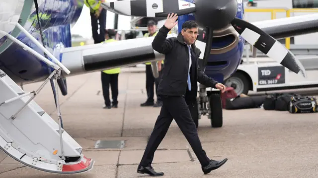 Rishi Sunak arrives at Birmingham Airport