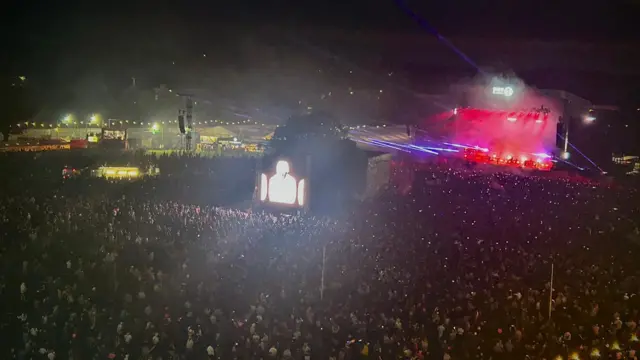 An aerial view of the Main Stage at Radio 1's Big Weekend