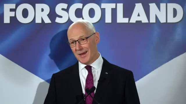 Leader of the Scottish National Party (SNP) John Swinney gives a speech at the launch of the SNP's General Election campaign