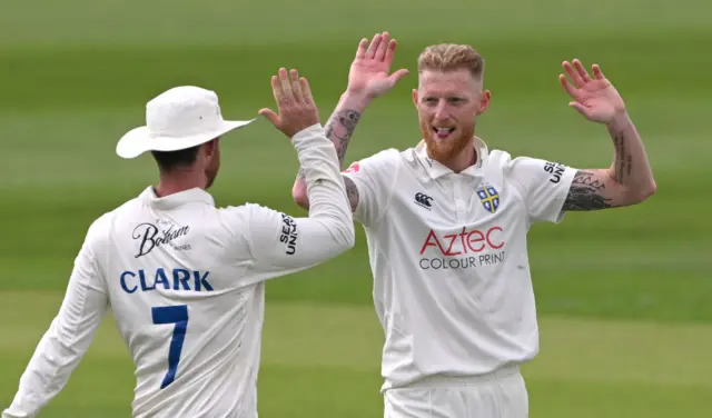 Ben Stokes takes a wicket