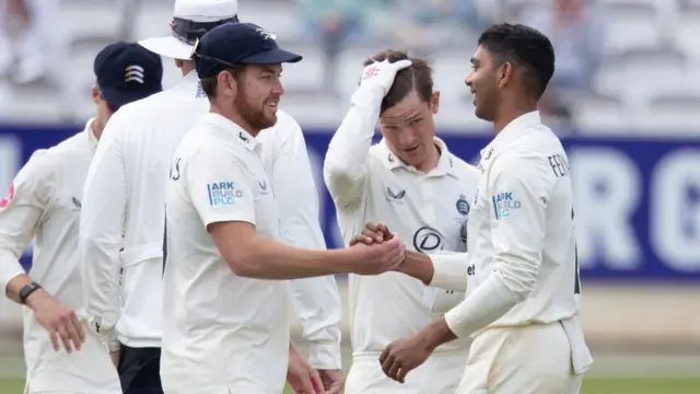 Nathan Fernandes takes a wicket