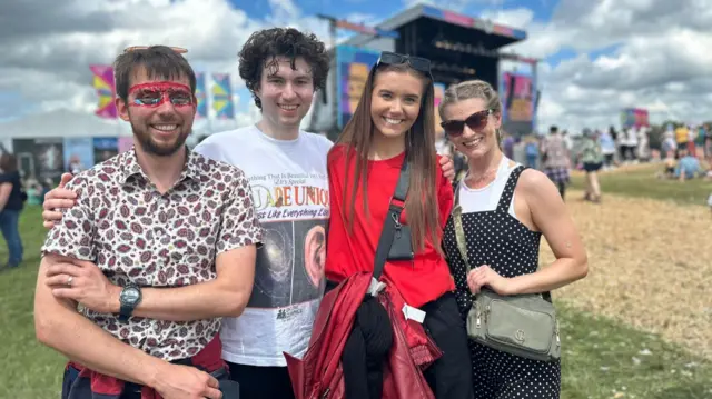 Four friends at Big Weekend