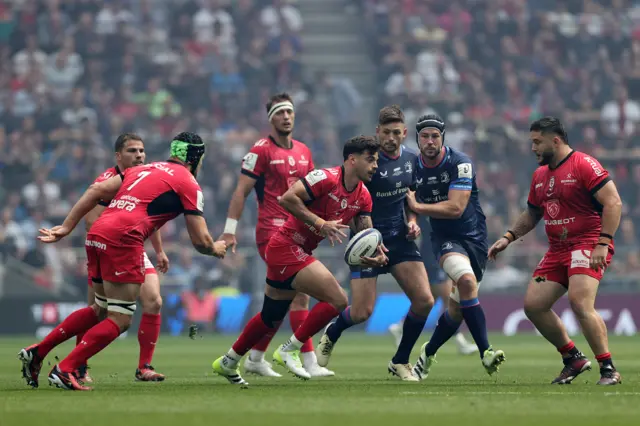 Romain Ntamack of Stade Toulousain runs with the ball