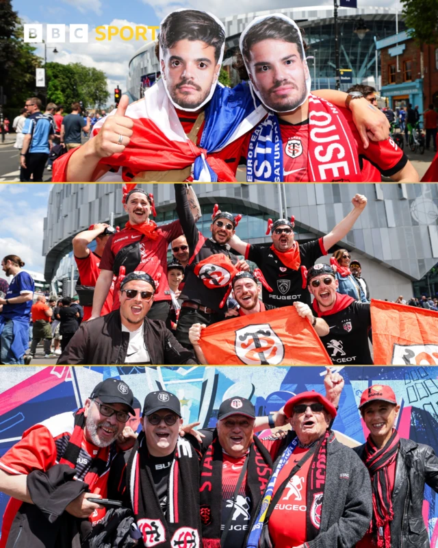 Toulouse fans outside the Tottenham Hotspur Stadium