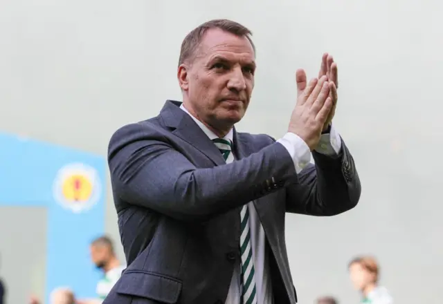 Celtic manager Brendan Rodgers during a Scottish Gas Scottish Cup final match between Celtic and Rangers at Hampden Park, on May 25, 2024, in Glasgow, Scotland.